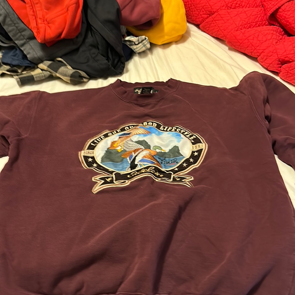 cabelas dick idol crew neck large brown